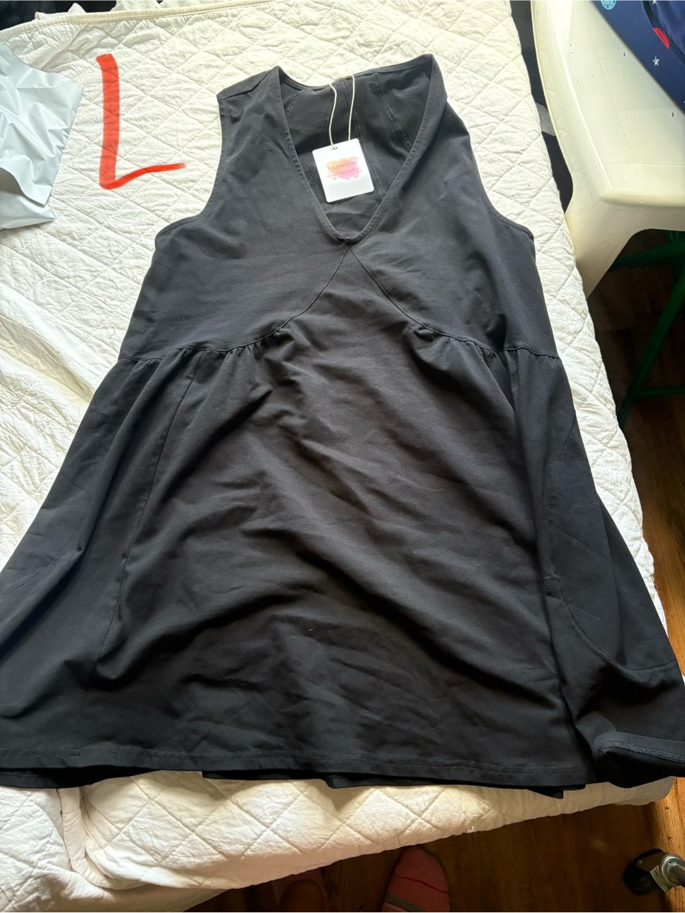Black Sleeveless V-Neck Tunic Top